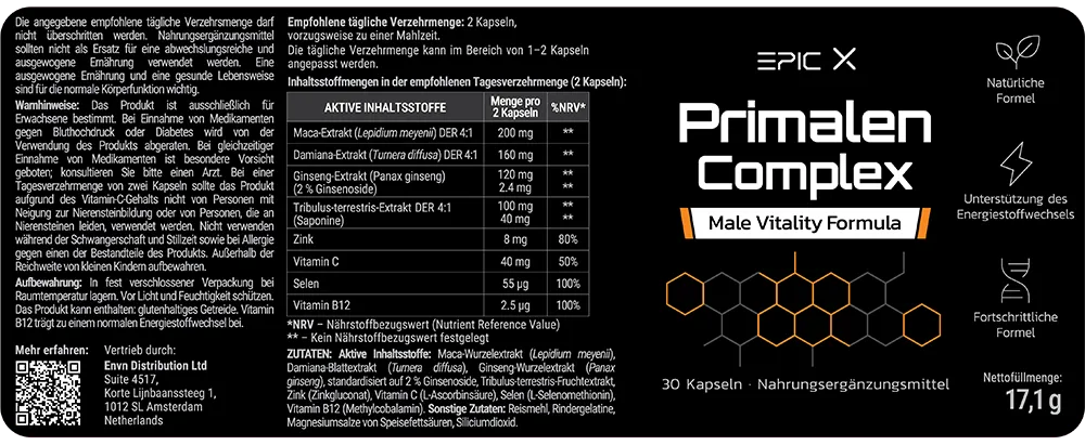 Primalen Complex Produktetikett